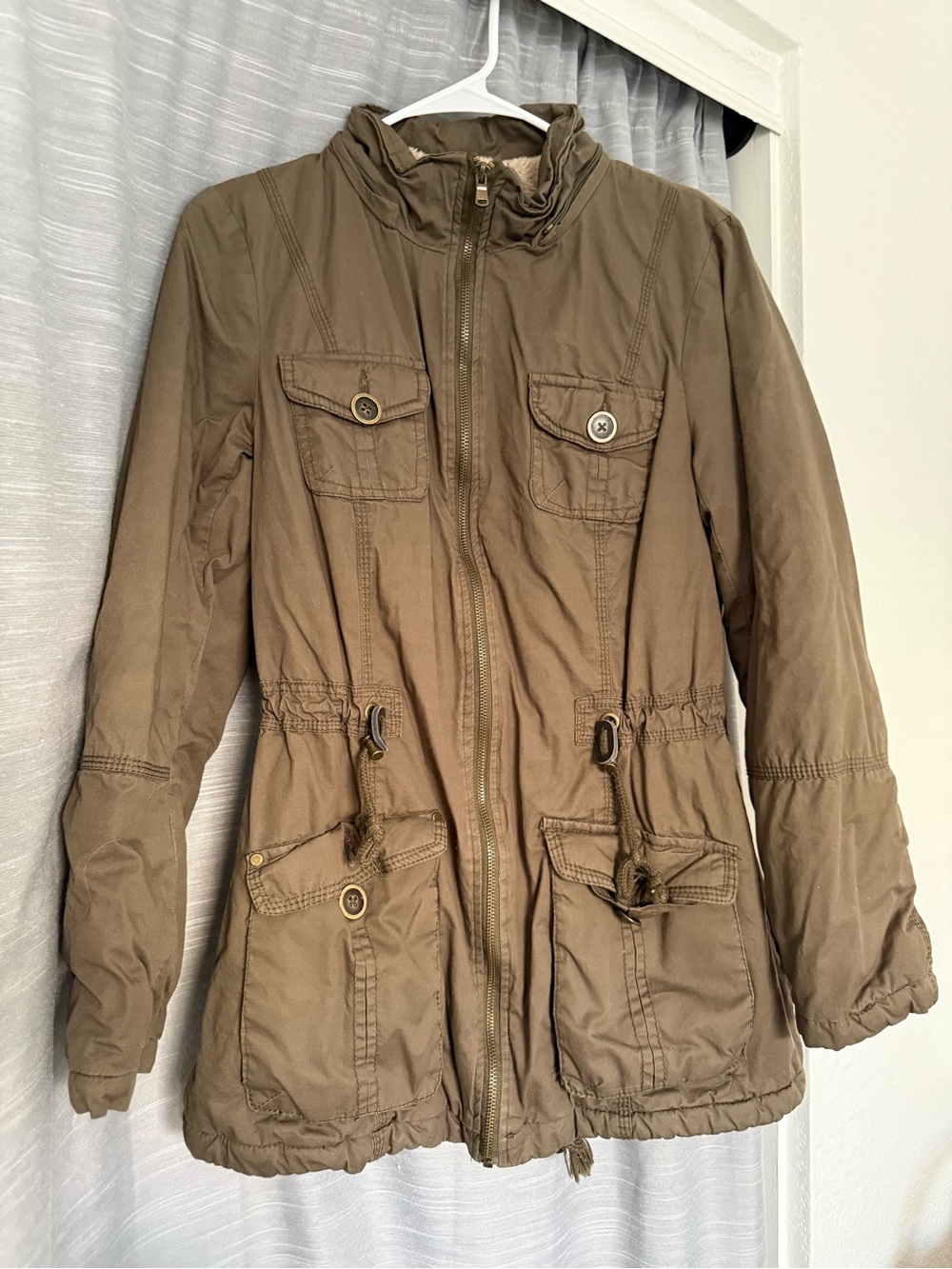 Royalty For Me Sherpa-Lined Brown Utility Jacket - Small